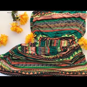 Green/Multicolored Maxi Skirt